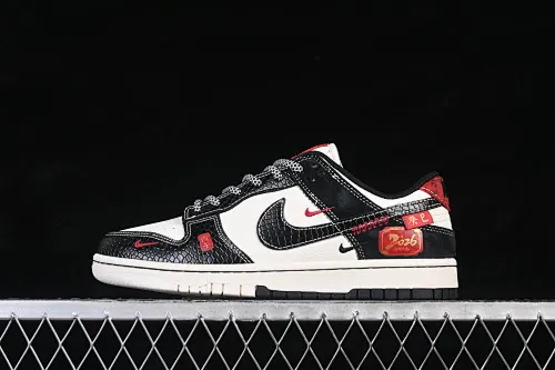 All categories Nk SB Dunk Series Nk SB Dunk Low High-end customized low-top sneakers Nike SB Dunk Low Year of the Horse limited edition Black and white contrasting colors High-end customized low-top casual sneakers YX5066-C92